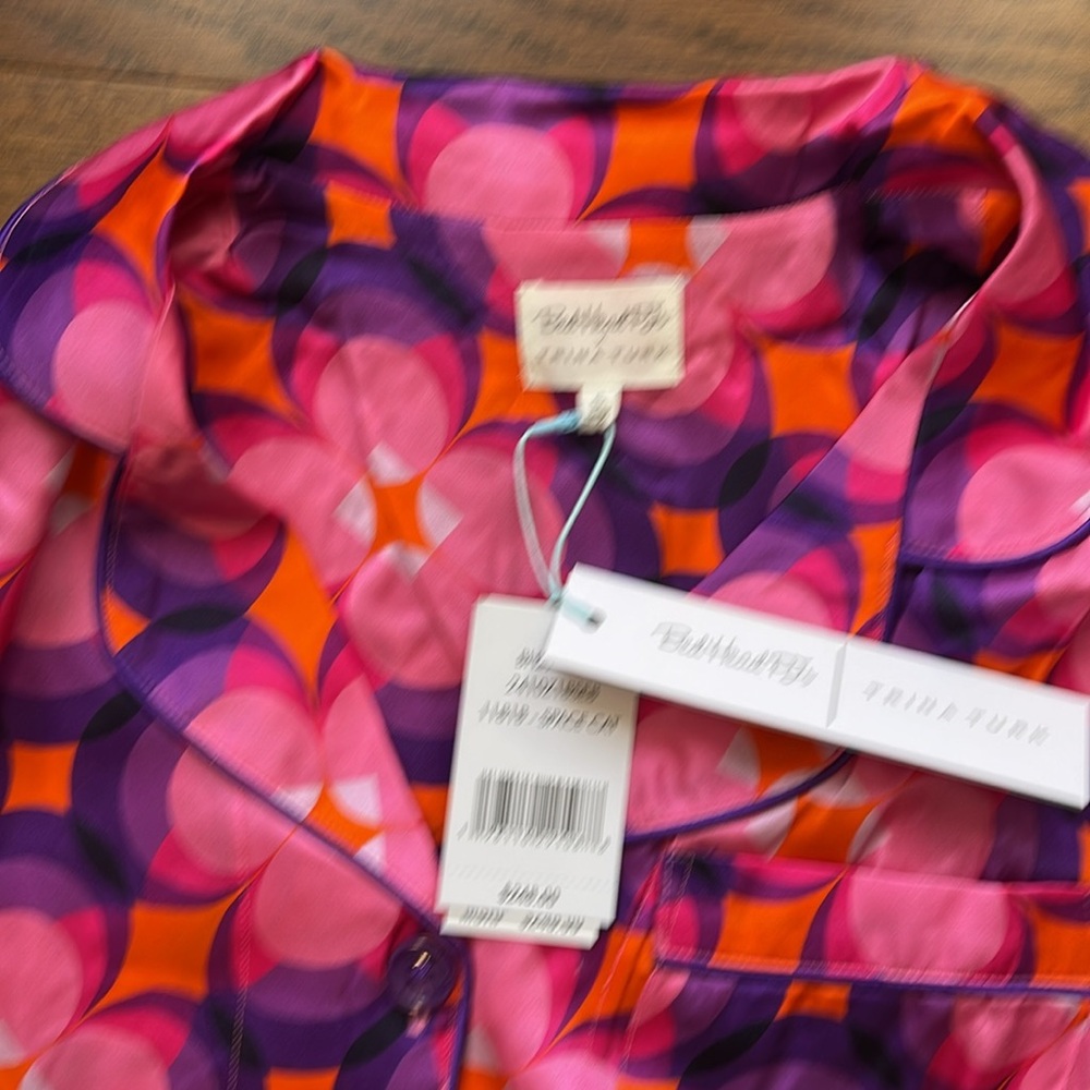 BedHead Pink Purple Floral Geometric Satin Pajama Set - Picture 2 of 12